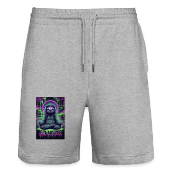 SloMo Zen Panda Neon - Stanley/Stella Unisex Bio Joggingshorts Trainer  - Grau meliert - Vorne - Nik (191cm) & Marisol (170cm)