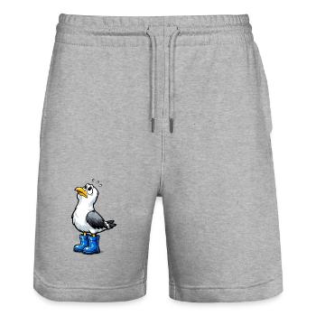 Mouette inquiète - Short de jogging bio TRAINER Stanley/Stella unisexe - gris chiné - Devant - Nik (191cm) & Marisol (170cm)