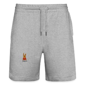 Un lapin avec le bol du triangle rouge - Short de jogging bio TRAINER Stanley/Stella unisexe - gris chiné - Devant - Nik (191cm) & Marisol (170cm)