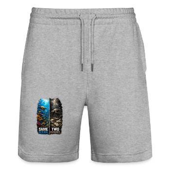 Same Ocean. Two Futures. – Meeresschildkröte - Stanley/Stella Unisex Bio Joggingshorts Trainer  - Grau meliert - Vorne - Nik (191cm) & Marisol (170cm)