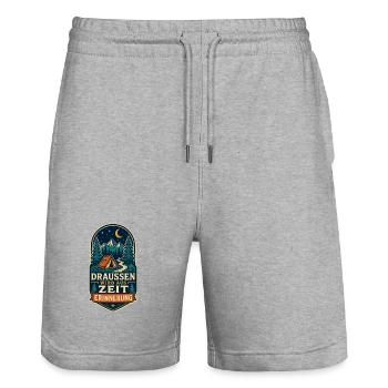 Draußen wird aus Zeit Erinnerung – Camping - Stanley/Stella Unisex Bio Joggingshorts Trainer  - Grau meliert - Vorne - Nik (191cm) & Marisol (170cm)