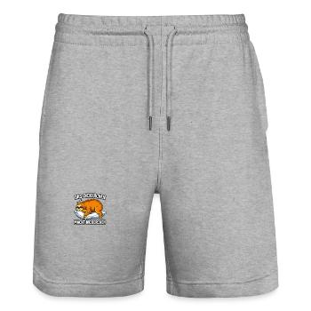 Sloth on pillow Fat takes nap - Stanley/Stella Trainer Unisex Organic Jogging Shorts - heather grey - Front - Nik (191cm) & Marisol (170cm)