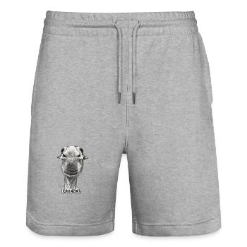 Du Esel – Lächelnder Eselkopf - Stanley/Stella Unisex Bio Joggingshorts Trainer  - Grau meliert - Vorne - Nik (191cm) & Marisol (170cm)
