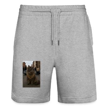 Gangsta Cat - Stanley/Stella Unisex Bio Joggingshorts Trainer  - Grau meliert - Vorne - Nik (191cm) & Marisol (170cm)