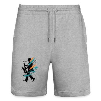 Fahrradkunst Mit Spiralformen - Stanley/Stella Unisex Bio Joggingshorts Trainer  - Grau meliert - Vorne - Nik (191cm) & Marisol (170cm)