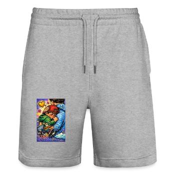 Wut ist Traurigkeit die nicht aufgefangen wurde - Stanley/Stella Unisex Bio Joggingshorts Trainer  - Grau meliert - Vorne - Nik (191cm) & Marisol (170cm)