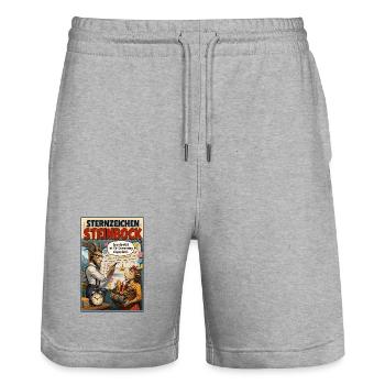 Sternzeichen Steinbock -  Spontanität mit Termin - Stanley/Stella Unisex Bio Joggingshorts Trainer  - Grau meliert - Vorne - Nik (191cm) & Marisol (170cm)