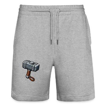 Mjölnir Runenhammer Grafik - Stanley/Stella Unisex Bio Joggingshorts Trainer  - Grau meliert - Vorne - Nik (191cm) & Marisol (170cm)