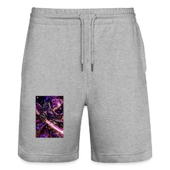 Kometenschwert des Sternensamurai - Stanley/Stella Unisex Bio Joggingshorts Trainer  - Grau meliert - Vorne - Nik (191cm) & Marisol (170cm)