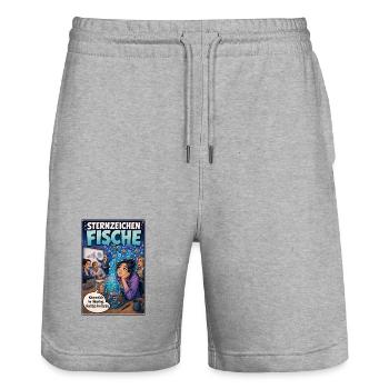 Sternzeichen Fische: Im Meeting, geistig im Ozean - Stanley/Stella Unisex Bio Joggingshorts Trainer  - Grau meliert - Vorne - Nik (191cm) & Marisol (170cm)