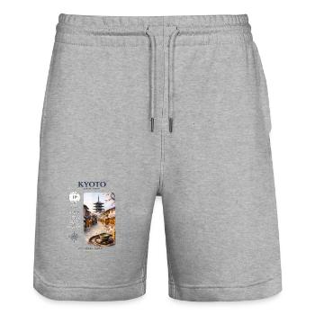 Kyoto Kirschblütenzauber - Stanley/Stella Unisex Bio Joggingshorts Trainer  - Grau meliert - Vorne - Nik (191cm) & Marisol (170cm)