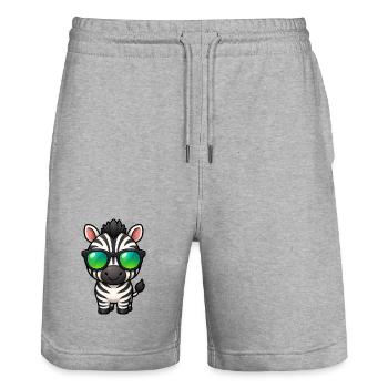 Süßes Zebra Cartoon Kawaii mit Sonnenbrille - Stanley/Stella Unisex Bio Joggingshorts Trainer  - Grau meliert - Vorne - Nik (191cm) & Marisol (170cm)