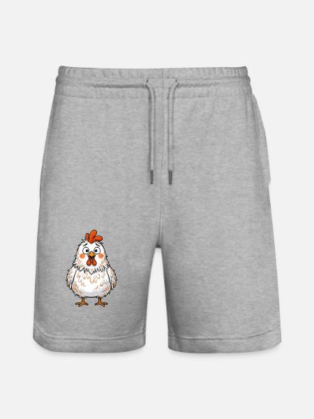 Funny Confused Chicken Funny Chicken - Stanley/Stella Trainer Unisex Organic Jogging Shorts - heather grey