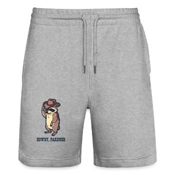 Waschbär-Rancher mit Cowboyhut - Stanley/Stella Unisex Bio Joggingshorts Trainer  - Grau meliert - Vorne - Nik (191cm) & Marisol (170cm)