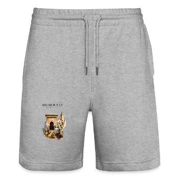 Morocco Medina Echo | Morocco Travel - Stanley/Stella Unisex Bio Joggingshorts Trainer  - Grau meliert - Vorne - Nik (191cm) & Marisol (170cm)