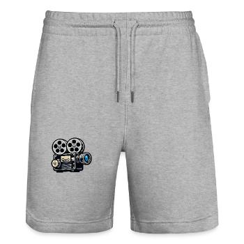 Vintage Movie Projector Illustration - Stanley/Stella Trainer Unisex Organic Jogging Shorts - heather grey - Front - Nik (191cm) & Marisol (170cm)