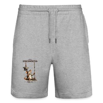 Sprichwort Da beisst die Maus keinen Faden ab - Stanley/Stella Unisex Bio Joggingshorts Trainer  - Grau meliert - Vorne - Nik (191cm) & Marisol (170cm)