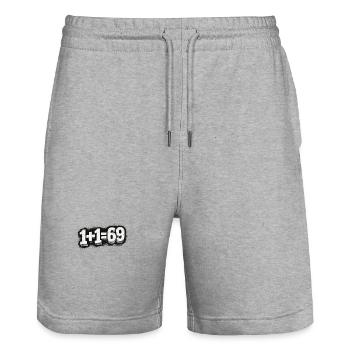 1+1=69 Grunge Typo Stellung, Paar, Pärchen, treffe - Stanley/Stella Unisex Bio Joggingshorts Trainer  - Grau meliert - Vorne - Nik (191cm) & Marisol (170cm)