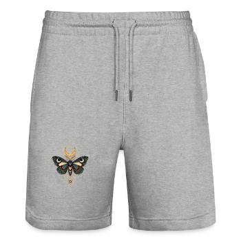 Papillon de la Lune Dorée avec Rayons Stellaires - Short de jogging bio TRAINER Stanley/Stella unisexe - gris chiné - Devant - Nik (191cm) & Marisol (170cm)
