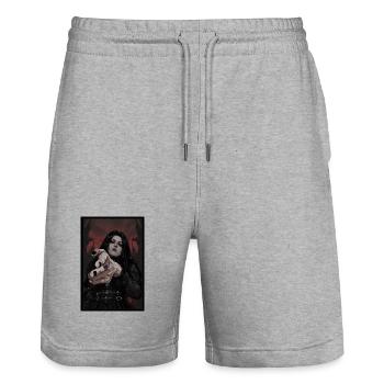 Gothic Pose: Seductive Darkness - Stanley/Stella Trainer Unisex Organic Jogging Shorts - heather grey - Front - Nik (191cm) & Marisol (170cm)