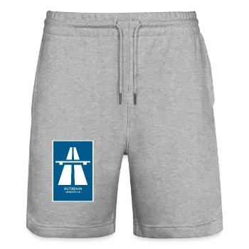 Autobahn München A8 Retro Poster - Stanley/Stella Unisex Bio Joggingshorts Trainer  - Grau meliert - Vorne - Nik (191cm) & Marisol (170cm)