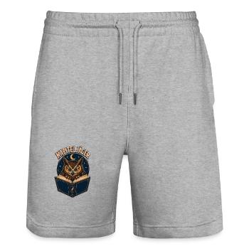 Kapiteljäger Nachtbuch-Eule - Stanley/Stella Unisex Bio Joggingshorts Trainer  - Grau meliert - Vorne - Nik (191cm) & Marisol (170cm)