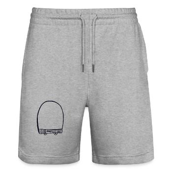 Black cap - Stanley/Stella Trainer Unisex Organic Jogging Shorts - heather grey - Front - Nik (191cm) & Marisol (170cm)