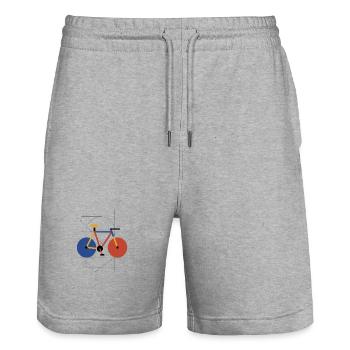 Minimalist Bicycle Primary Colors - Stanley/Stella Trainer Unisex Organic Jogging Shorts - heather grey - Front - Nik (191cm) & Marisol (170cm)