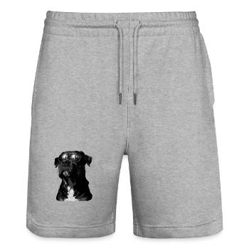 City view dog with sunglasses - Stanley/Stella Trainer Unisex Organic Jogging Shorts - heather grey - Front - Nik (191cm) & Marisol (170cm)