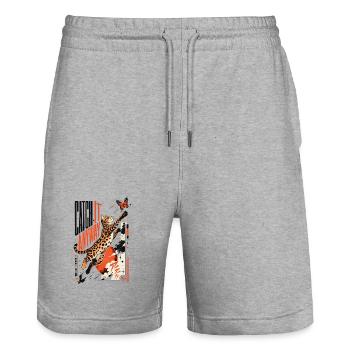 Catch It Anyway – Dynamic Bengal Cat Jump - Stanley/Stella Trainer Unisex Organic Jogging Shorts - heather grey - Front - Nik (191cm) & Marisol (170cm)