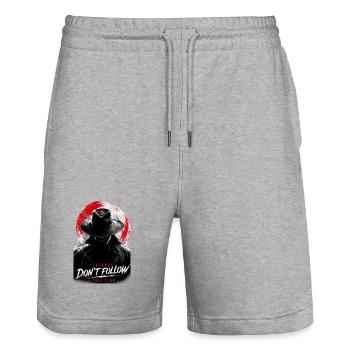 Legends do not lead to follow - Stanley/Stella Trainer Unisex Organic Jogging Shorts - heather grey - Front - Nik (191cm) & Marisol (170cm)