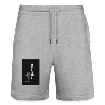 Rom Koordinaten Poster Minimalistisch - Stanley/Stella Unisex Bio Joggingshorts Trainer  - Grau meliert - Vorne - Nik (191cm) & Marisol (170cm)