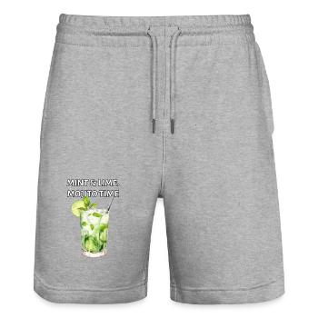 Mint & Lime. Mojito Time. - Stanley/Stella Trainer Unisex Organic Jogging Shorts - heather grey - Front - Nik (191cm) & Marisol (170cm)