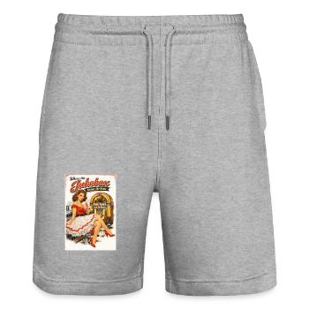 50s Diner Pin-Up: Where the Jukebox - Stanley/Stella Trainer Unisex Organic Jogging Shorts - heather grey - Front - Nik (191cm) & Marisol (170cm)
