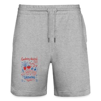 Urban Gardening Gardening Obsessed Growing - Stanley/Stella Trainer Unisex Organic Jogging Shorts - heather grey - Front - Nik (191cm) & Marisol (170cm)