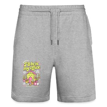Je vais être dans mon bureau Jardinage bio - Short de jogging bio TRAINER Stanley/Stella unisexe - gris chiné - Devant - Nik (191cm) & Marisol (170cm)