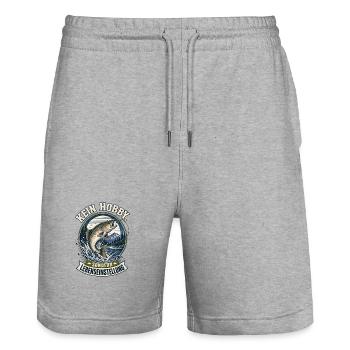 Kein Hobby Lebens Einstellung Fischangeln - Stanley/Stella Unisex Bio Joggingshorts Trainer  - Grau meliert - Vorne - Nik (191cm) & Marisol (170cm)