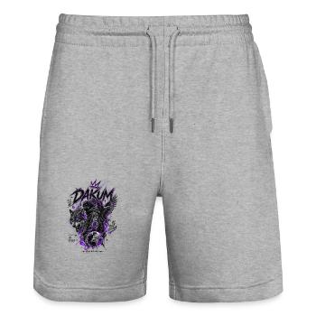 DAKUM Demonic Wolf in the Glow of Night - Stanley/Stella Trainer Unisex Organic Jogging Shorts - heather grey - Front - Nik (191cm) & Marisol (170cm)