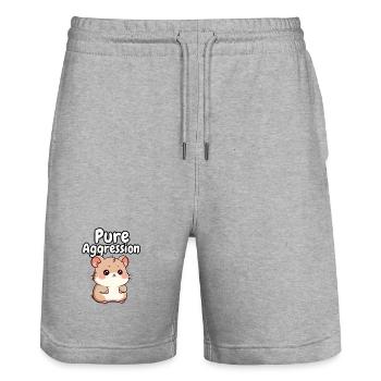Pure Aggression Hamster - Stanley/Stella Trainer Unisex Organic Jogging Shorts - heather grey - Front - Nik (191cm) & Marisol (170cm)