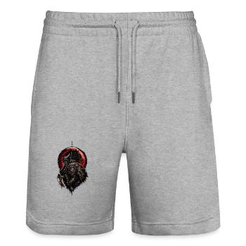 Viking Werewolf Warlord - Stanley/Stella Trainer Unisex Organic Jogging Shorts - heather grey - Front - Nik (191cm) & Marisol (170cm)