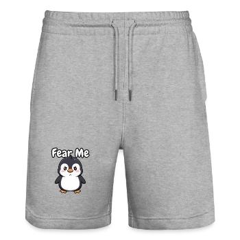 Fear Me Penguin - Stanley/Stella Trainer Unisex Organic Jogging Shorts - heather grey - Front - Nik (191cm) & Marisol (170cm)