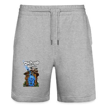 Dich soll doch... der Blitz beim Scheissen treffen - Stanley/Stella Unisex Bio Joggingshorts Trainer  - Grau meliert - Vorne - Nik (191cm) & Marisol (170cm)