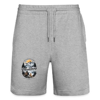 Life Is Better in the Mountains – Outdoor Adventur - Stanley/Stella Trainer Unisex Organic Jogging Shorts - heather grey - Front - Nik (191cm) & Marisol (170cm)