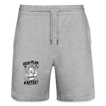 Kein Plan aber Kaffee - Stanley/Stella Unisex Bio Joggingshorts Trainer  - Grau meliert - Vorne - Nik (191cm) & Marisol (170cm)