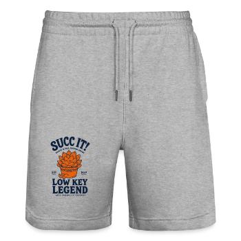 Succ It Low Key Legend Organic Succulent lover - Stanley/Stella Trainer Unisex Organic Jogging Shorts - heather grey - Front - Nik (191cm) & Marisol (170cm)