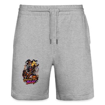 Creepin' to the Beat – Halloween Rock - Stanley/Stella Trainer Unisex Organic Jogging Shorts - heather grey - Front - Nik (191cm) & Marisol (170cm)
