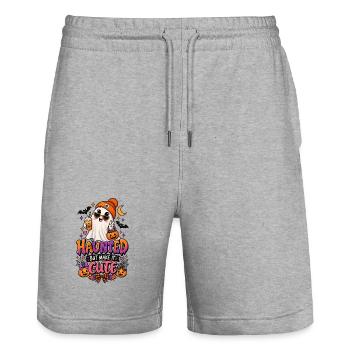 Haunted But Make It Cute Halloween - Stanley/Stella Trainer Unisex Organic Jogging Shorts - heather grey - Front - Nik (191cm) & Marisol (170cm)