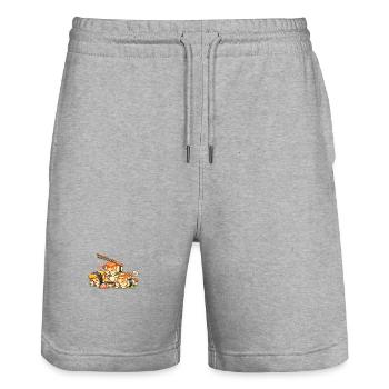 Kawaii Sushi Cats Trio - Stanley/Stella Trainer Unisex Organic Jogging Shorts - heather grey - Front - Nik (191cm) & Marisol (170cm)