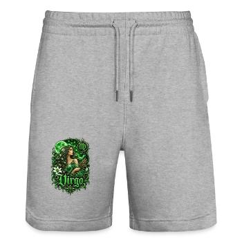 Green Virgo Lunar Goddess - Stanley/Stella Trainer Unisex Organic Jogging Shorts - heather grey - Front - Nik (191cm) & Marisol (170cm)