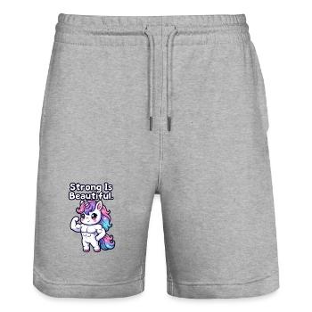 Fort est une licorne belle - Short de jogging bio TRAINER Stanley/Stella unisexe - gris chiné - Devant - Nik (191cm) & Marisol (170cm)